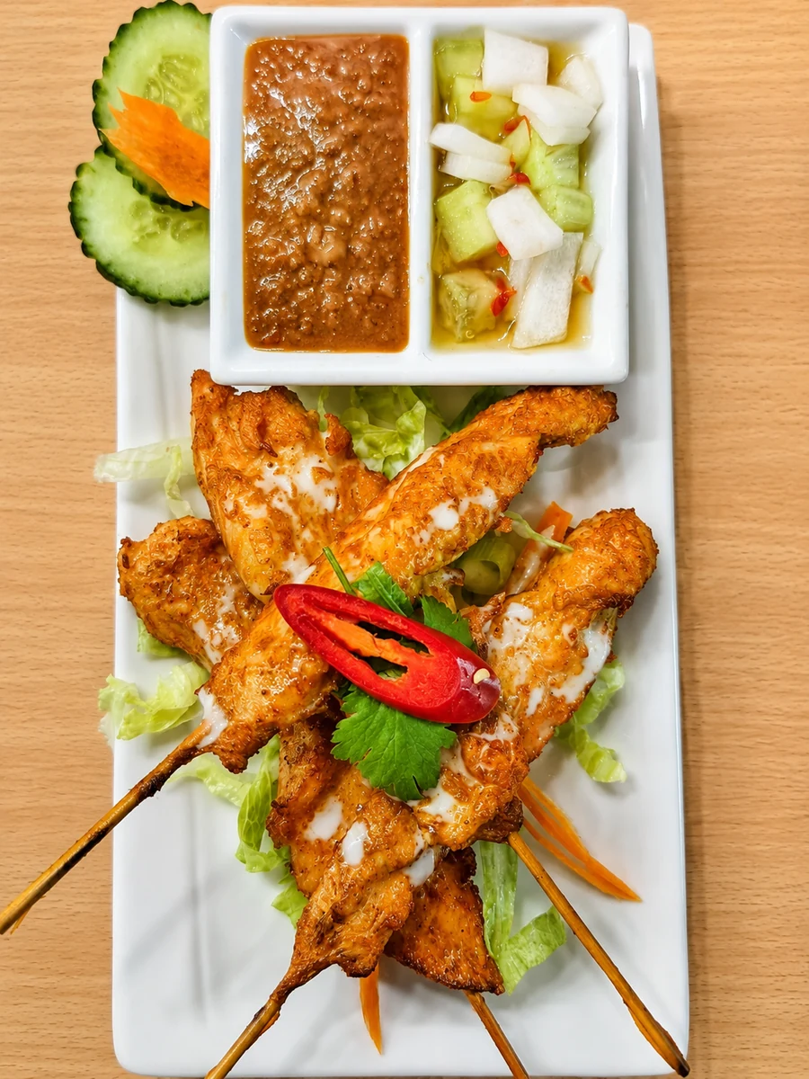 Thai Garden chicken satay with dipping sauces